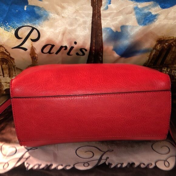 Red Gun Faux Leather Crossbody Convertible Satchel Purse with Handles - Picture 6 of 14